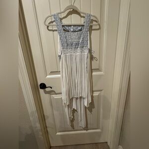 Free People Boho Off white and Light Blue Embroidered Sundress